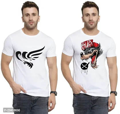 Comfortable White Polycotton Tees For Men Pack Of 2