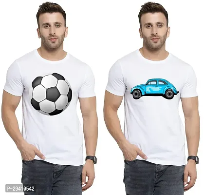 Comfortable White Polycotton Tees For Men Pack Of 2