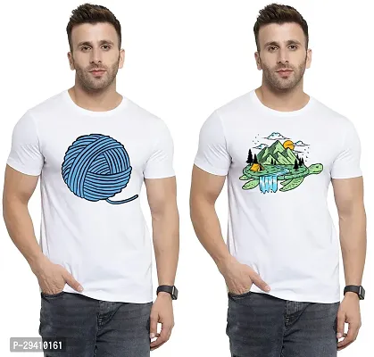 Comfortable White Polycotton Tees For Men Pack Of 2