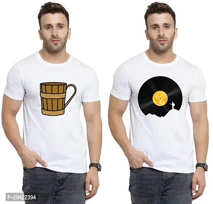 Stylish White Polycotton T-Shirt For Men Pack Of 2