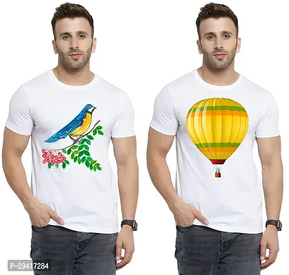 Comfortable White Polycotton Tees For Men Pack Of 2