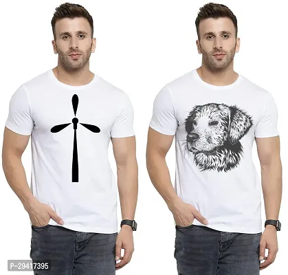 Comfortable White Polycotton Tees For Men Pack Of 2