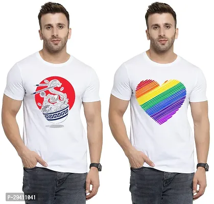 Comfortable White Polycotton Tees For Men Pack Of 2