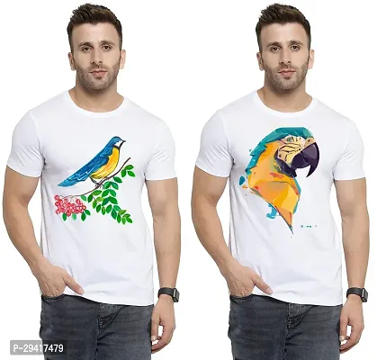 Comfortable White Polycotton Tees For Men Pack Of 2