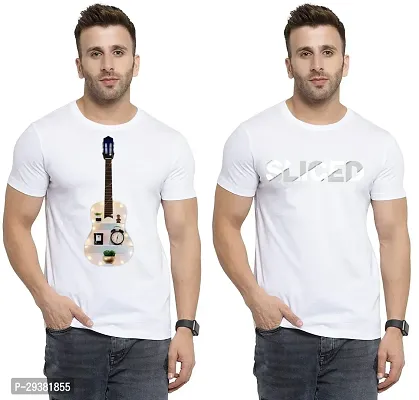 Reliable White Polycotton Printed T-Shirt For Men Pack Of 2-thumb0