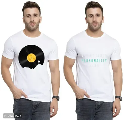 Stylish White Polycotton T-Shirt For Men Pack Of 2