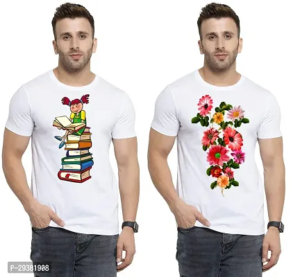 Reliable White Polycotton Printed T-Shirt For Men Pack Of 2-thumb0