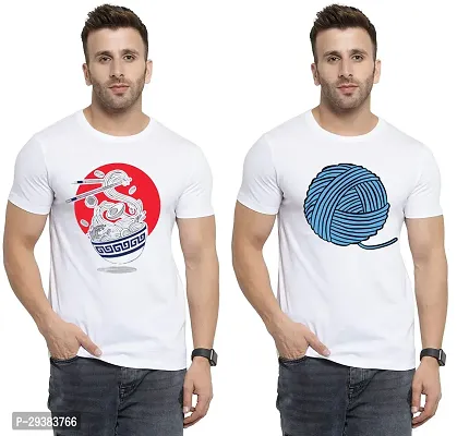 Reliable White Polycotton Printed T-Shirt For Men Pack Of 2