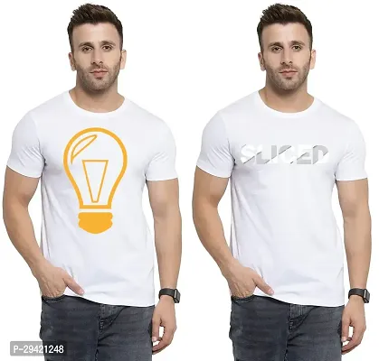 Stylish White Polycotton T-Shirt For Men Pack Of 2