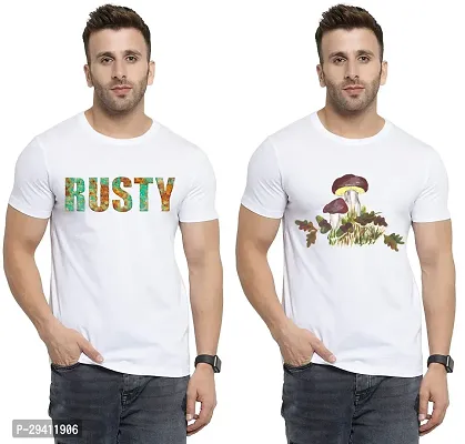 Comfortable White Polycotton Tees For Men Pack Of 2