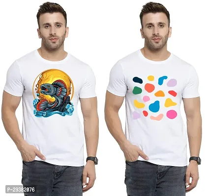 Reliable White Polycotton Printed T-Shirt For Men Pack Of 2-thumb0