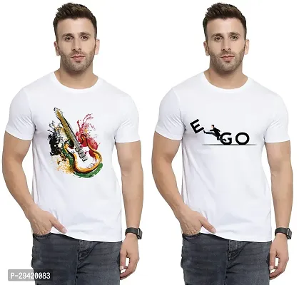 Stylish White Polycotton T-Shirt For Men Pack Of 2