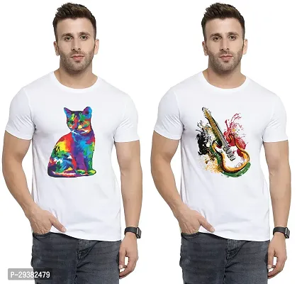 Reliable White Polycotton Printed T-Shirt For Men Pack Of 2-thumb0