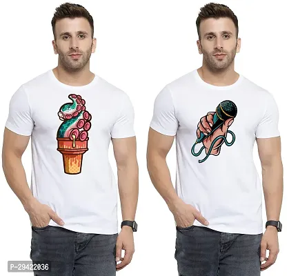 Stylish White Polycotton T-Shirt For Men Pack Of 2-thumb0