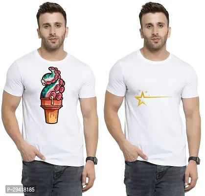 Stylish White Polycotton T-Shirt For Men Pack Of 2