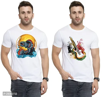 Reliable White Polycotton Printed T-Shirt For Men Pack Of 2-thumb0