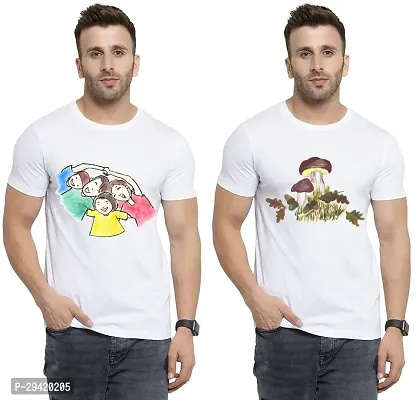 Stylish White Polycotton T-Shirt For Men Pack Of 2