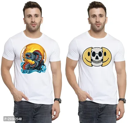 Reliable White Polycotton Printed T-Shirt For Men Pack Of 2-thumb0