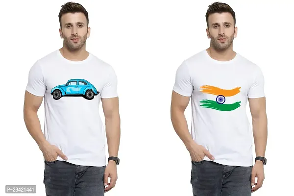 Stylish White Polycotton T-Shirt For Men Pack Of 2