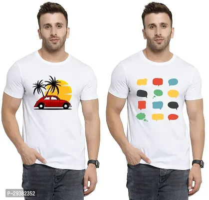 Reliable White Polycotton Printed T-Shirt For Men Pack Of 2-thumb0