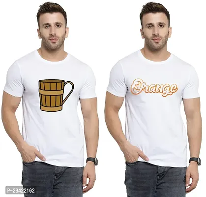 Stylish White Polycotton T-Shirt For Men Pack Of 2-thumb0