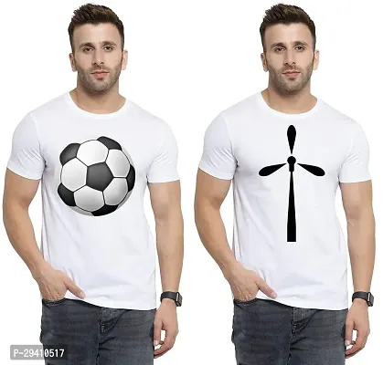 Comfortable White Polycotton Tees For Men Pack Of 2