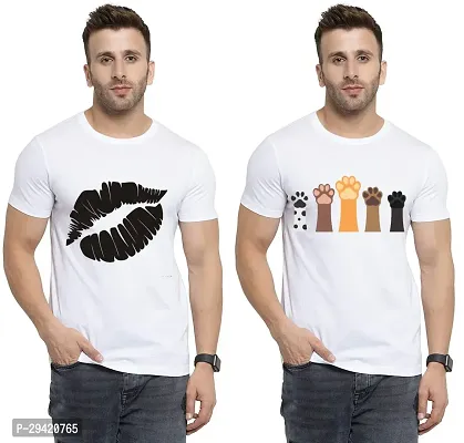 Stylish White Polycotton T-Shirt For Men Pack Of 2-thumb0