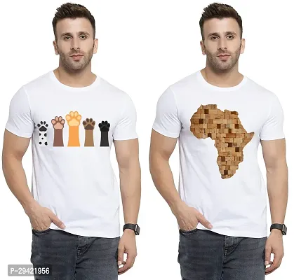 Stylish White Polycotton T-Shirt For Men Pack Of 2