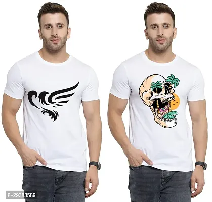 Reliable White Polycotton Printed T-Shirt For Men Pack Of 2-thumb0