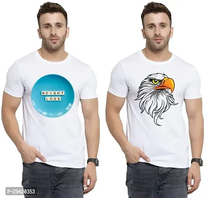 Stylish White Polycotton T-Shirt For Men Pack Of 2-thumb0