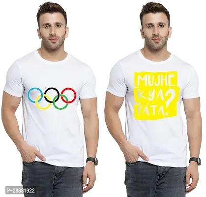 Reliable White Polycotton Printed T-Shirt For Men Pack Of 2-thumb0