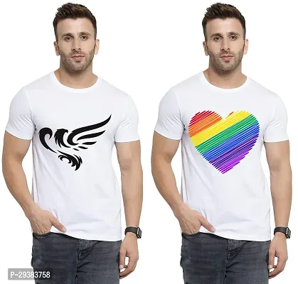 Reliable White Polycotton Printed T-Shirt For Men Pack Of 2