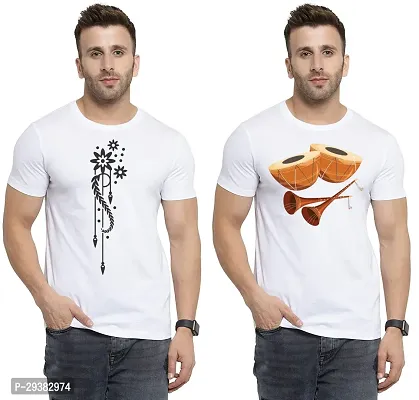 Reliable White Polycotton Printed T-Shirt For Men Pack Of 2