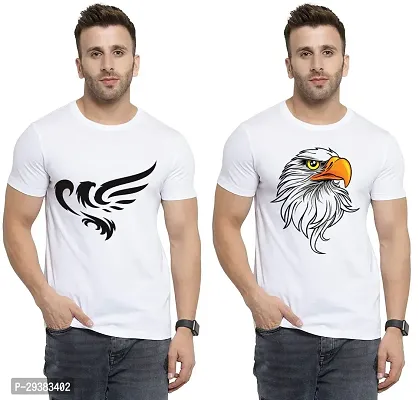 Reliable White Polycotton Printed T-Shirt For Men Pack Of 2-thumb0