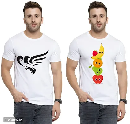 Comfortable White Polycotton Tees For Men Pack Of 2