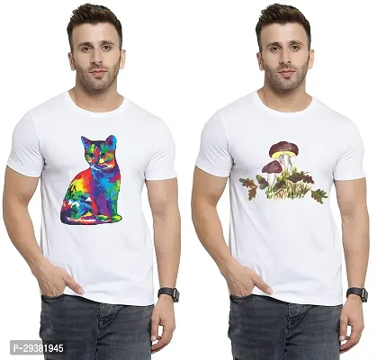 Reliable White Polycotton Printed T-Shirt For Men Pack Of 2-thumb0