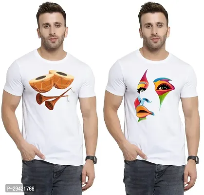 Stylish White Polycotton T-Shirt For Men Pack Of 2