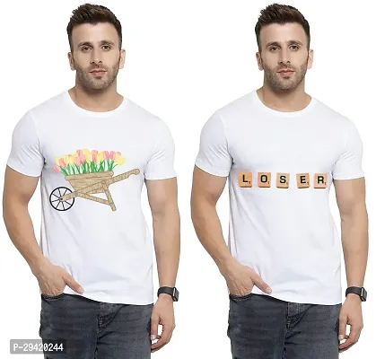 Stylish White Polycotton T-Shirt For Men Pack Of 2