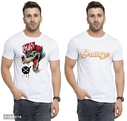 Comfortable White Polycotton Tees For Men Pack Of 2