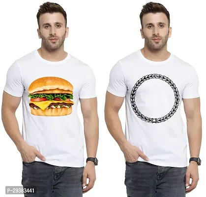 Reliable White Polycotton Printed T-Shirt For Men Pack Of 2