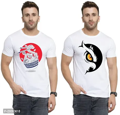 Reliable White Polycotton Printed T-Shirt For Men Pack Of 2-thumb0