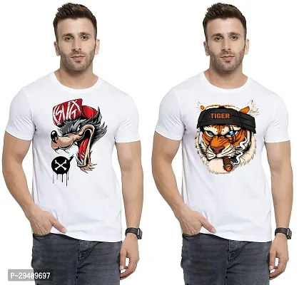 Comfortable White Polycotton Tees For Men Pack Of 2