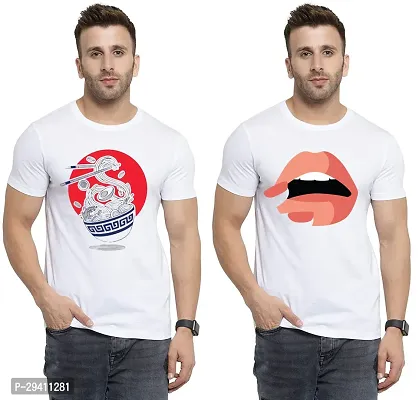 Comfortable White Polycotton Tees For Men Pack Of 2