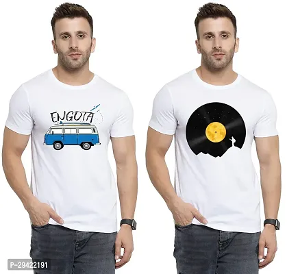 Stylish White Polycotton T-Shirt For Men Pack Of 2