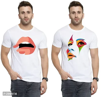 Comfortable White Polycotton Tees For Men Pack Of 2