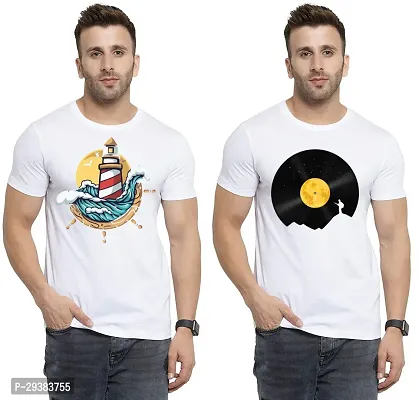 Reliable White Polycotton Printed T-Shirt For Men Pack Of 2-thumb0