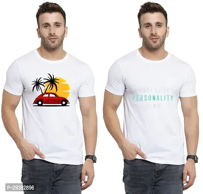 Reliable White Polycotton Printed T-Shirt For Men Pack Of 2-thumb0