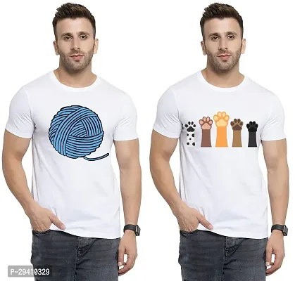 Comfortable White Polycotton Tees For Men Pack Of 2