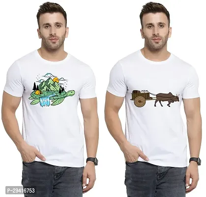 Comfortable White Polycotton Tees For Men Pack Of 2