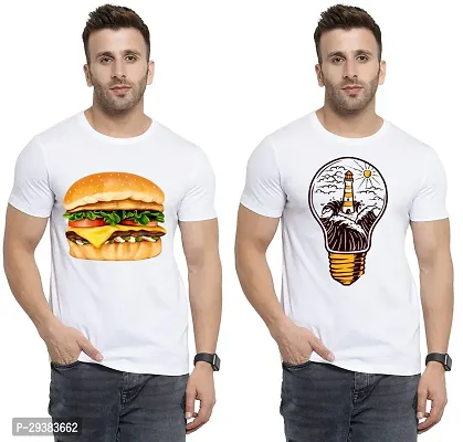 Reliable White Polycotton Printed T-Shirt For Men Pack Of 2-thumb0